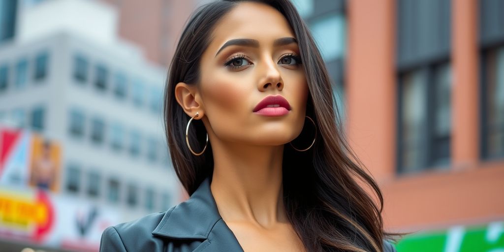 Confident woman posing in stylish outfit